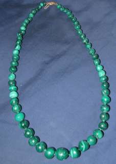   14K Gold Jade Green Malachite Bead Necklace from Herb Margolis locker