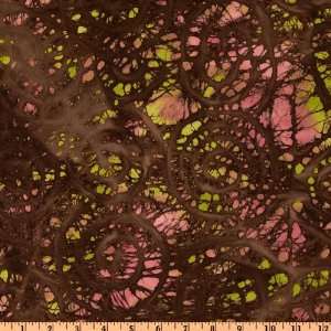   Indian Batik Scroll Brown/Lime Fabric By The Yard Arts, Crafts