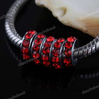 5X RED CRYSTAL SPACER EUROPEAN CHARM LOOSE BEADS JEWELRY DIY FINDINGS 
