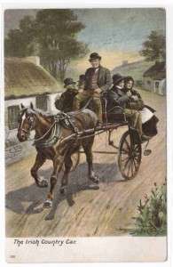 Irish Country Car Cart Ireland 1910c postcard  
