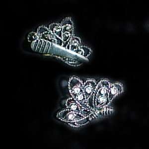  Pair of Metal Butterfly Clips with Inset Stones 