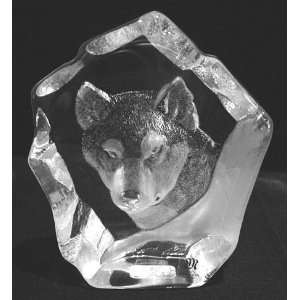   Husky Dog Etched Crystal Sculpture by Mats Jonasson