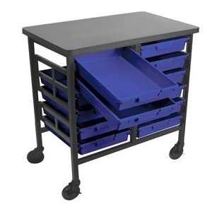  Mobile Work Center With 12 Single Extra Wide Blue Storage 