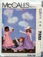 McCalls 7352 OOP 19 Doll & Clothes Pattern  