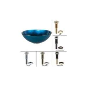 Kraus GV 204 SN Irruption Blue Glass Vessel Sink with Pop Up Drain and 