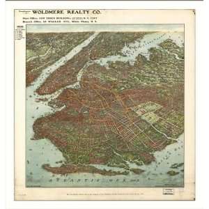 Historic Brooklyn, New York, c. 1908 (L) Panoramic Map Poster Print 