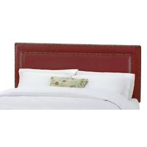   Furniture Nail Button Border Upholstered Headboard in Shantung Sangria