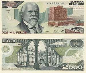 Mexico $ 2,000 Pesos Justo Sierra Jul 26, 1983 UNC 2619  