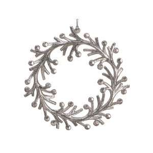  5.5 Glittered Mistletoe Wreath Ornament Silver (Pack of 12 