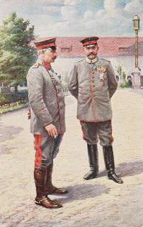 KAISER WILHELM & HINDENBURG   WW1 GERMAN COLOR POSTCARD  