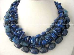 charming 5 rows 17 natural lapis lazuli necklace  