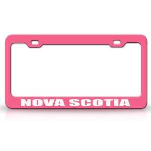 NOVA SCOTIA Country Steel Auto License Plate Frame Tag Holder, Pink 