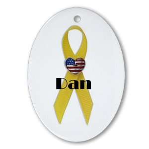 Military Backer Dan (Yellow Ribbon) Oval Ornament 