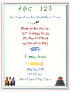 10 Preschool Kindergarten Graduation Invitations Custom  