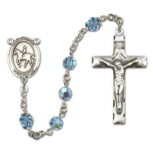 St. Kateri / Equestrian Aqua Rosary Jewelry