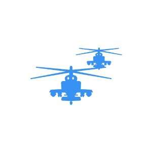  Helicopter Military Large 10 Tall LIGHT BLUE vinyl window 