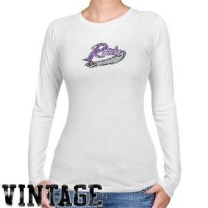 Mount Union Purple Raiders Ladies White Distressed Logo Vintage Long 