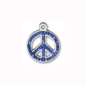  Charm Factory Pewter Blue Crystal Peace Sign Charm Arts 