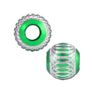  10mm Green Diamond Cut Aluminum Beads   Large Hole Arts 
