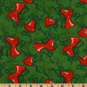  44 Wide Moda Christmas Kitsch Flannel Bells Green Fabric 