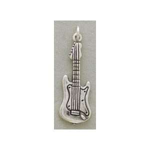    Sterling Silver Charm, 1 3/16 in tall, Electric Guitar Jewelry