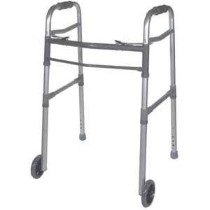 Deluxe Two Button Folding Universal Walker with 5“ Wheels , Color 