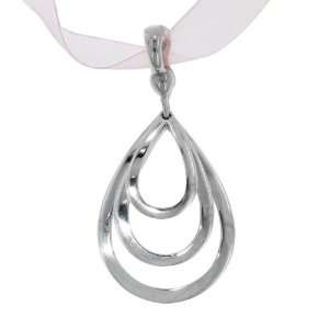   Sterling Triple Drop Pendant with Pink Organza Ribbon Jewelry