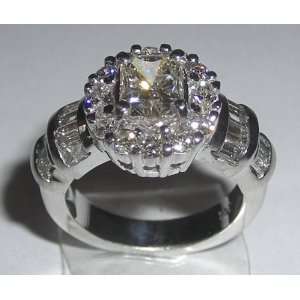   01 carat DIAMOND RADIANT CUT antique look ring gold 