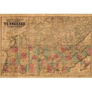  Civil War Map Lloyds official map of the State of Tennessee 