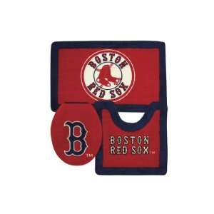  Boston Red Sox 3 Piece Bathroom Rug Set