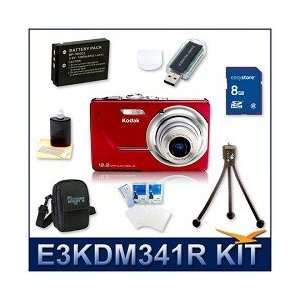  Kodak EasyShare M341 Red Bundle w/ 8GB SD, Reader, Case 