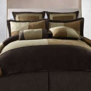  Piece Comforter Set in Brown / Beige / Gold   King