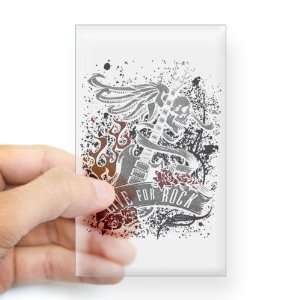  Sticker Clear (Rectangle) Live For Rock Guitar Skull Roses 