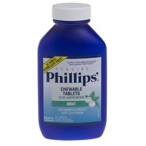 Phillips Saline Laxative Anatacid, Magnesia Chewable Tablets, 200 