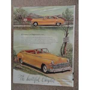 1946 Chrysler Convertible, Vintage 40s full page print ad. (beautiful 