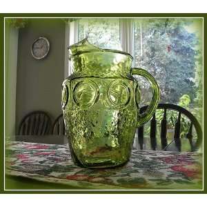  Anchor Hocking Green Glass Juice Drink Pitcher Everything 
