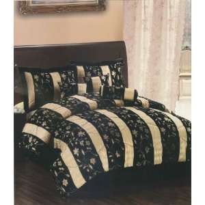  Jacquard 7 Pc Comforter Set Queen Black