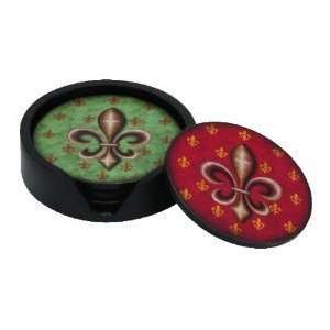 Round Royal Symbol Fleur De Lis Coasters Ceramics Set of 5 Coasters 5 