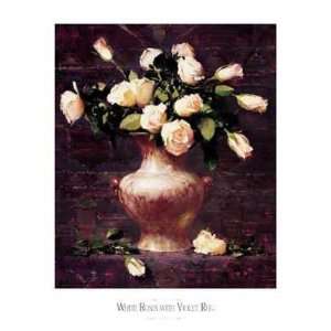  White Roses With Violet Rug Poster Print
