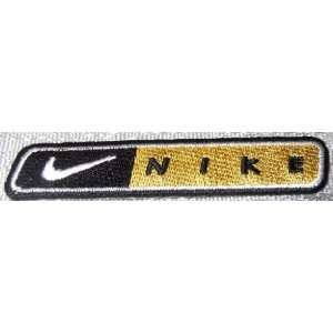  NIKE Name with Swoosh Black and Gold Embroidered PATCH 