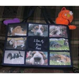  I Love My Basset Hound Personalized Photo Tote Bag Navy 