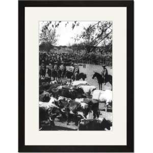   Framed/Matted Print 17x23, Cattle and Cowboys in Chile