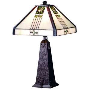  Pasadena Rose Accent Tiffany Stained Glass Table Lamp 18.5 