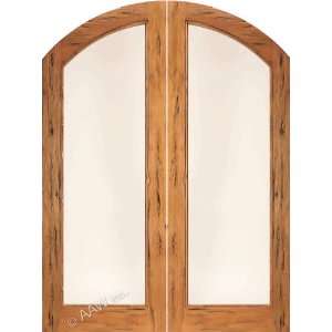   x8 0) Solid Wood 8 Foot Arched Top Double Doors with Glass Panels