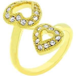  14K Gold Bonded Dual Pace CZ Heart Ring Jewelry