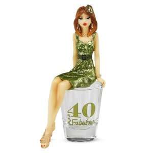 40 and Fabulous by Hiccup, Girl in Shot Glass, 5.75 Inches Tall with 