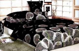 Queen Cotton Quilt Duvet Cover Bed Set Black White 4pc  