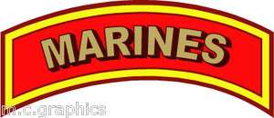 STICKER TAB SCROLL USMC MARINES  