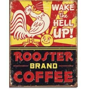  Rooster Brand Coffee Distressed Retro Vintage Tin Sign 