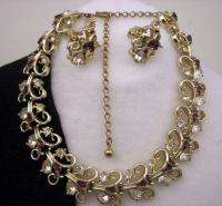 Vtg 1950s Duane Crystal & Amethyst Collar Necklace Set  